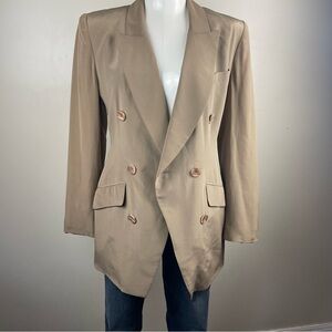 Script indie boho silk Y2K size 6 Classic Tan Blazer